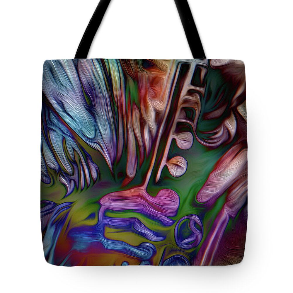 Abstract Tote Bag featuring the mixed media See the Music 3 by Mike Massengale