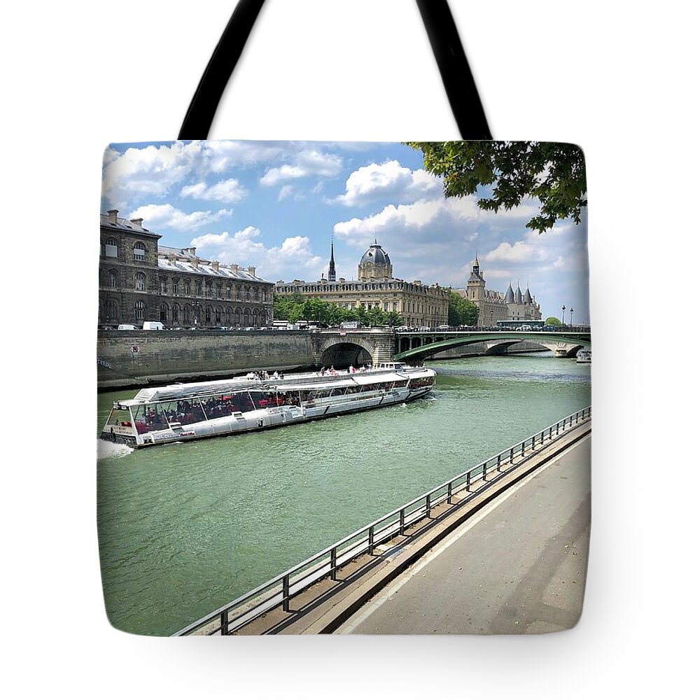 Paris Tote Bag featuring the photograph River Seine in Paris by Charles Kraus