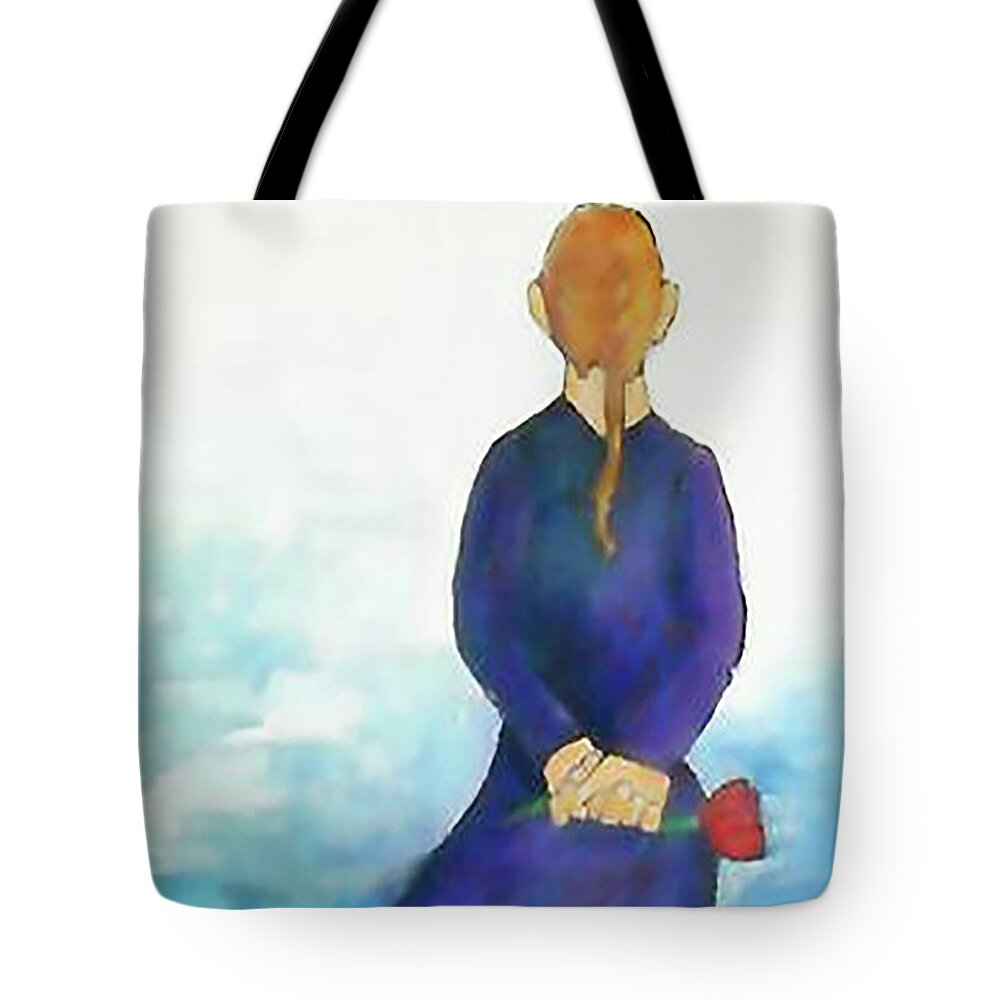 Girl Tote Bag featuring the painting Self Portrait by Gabby Tary