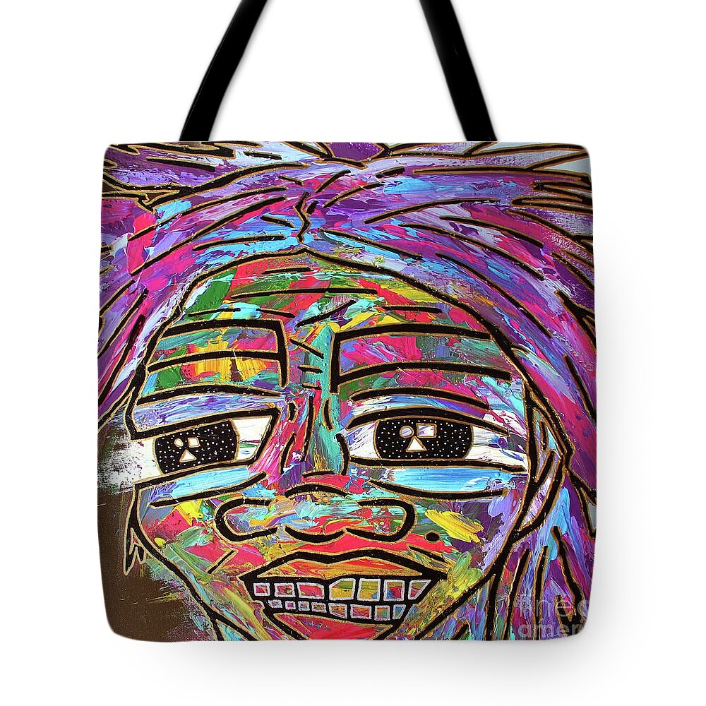 Acrylic Tote Bag featuring the painting Self Portrait 2018 by Odalo Wasikhongo