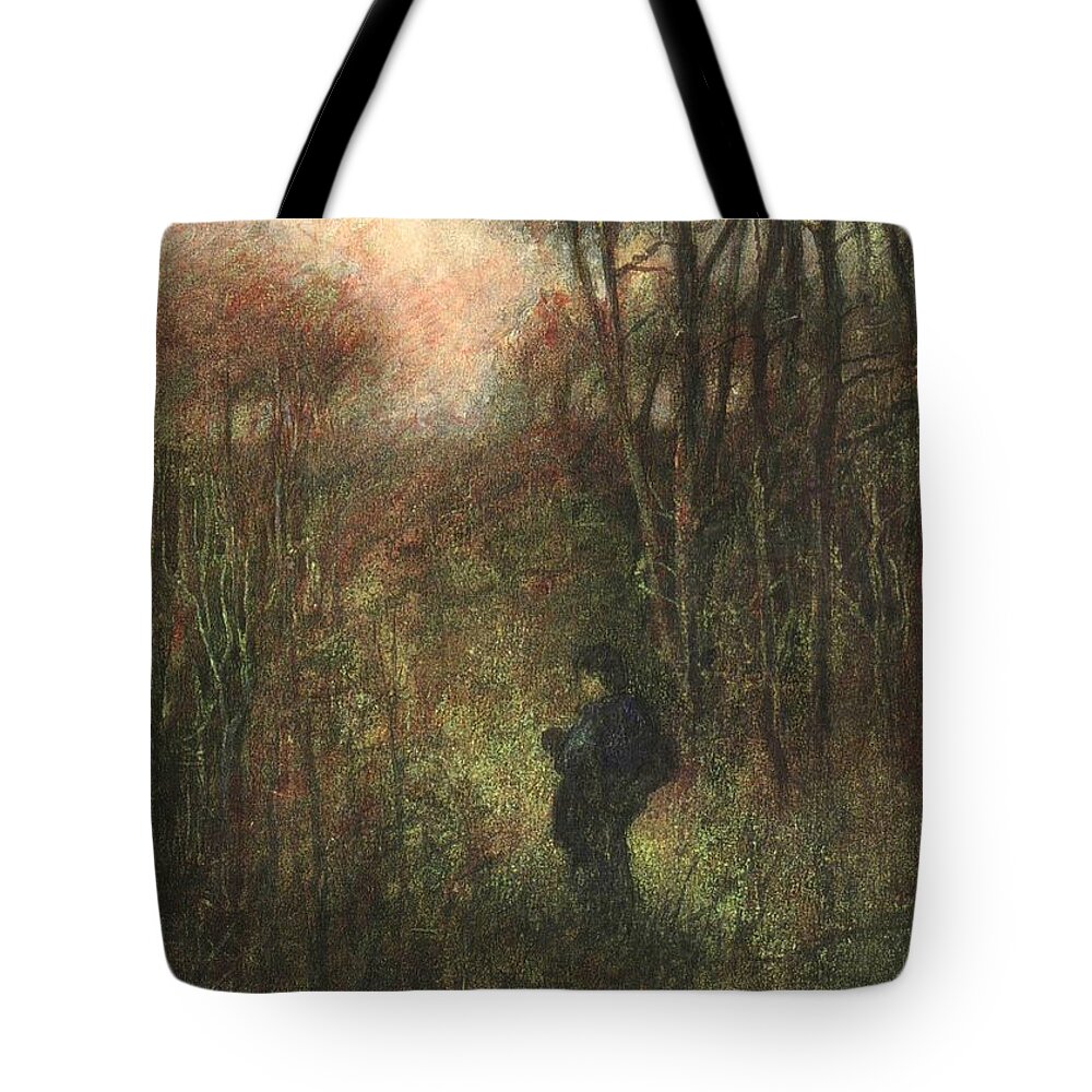 Traveler Tote Bag featuring the painting Self Portrait with Landscape by David Ladmore