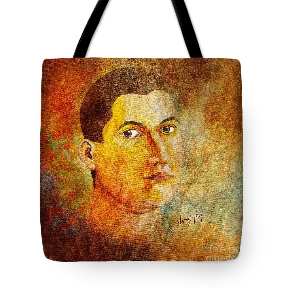 Selfportrait Tote Bag featuring the painting Selfportrait oil by Alexa Szlavics