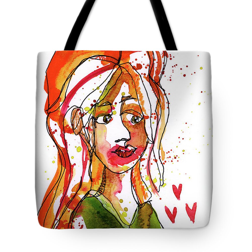 Portrait Tote Bag featuring the painting Semi Self-portrait 2 by Tonya Doughty