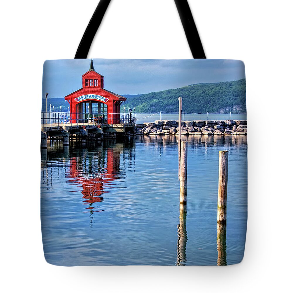 Seneca Lake Harbor Tote Bag featuring the photograph Seneca Lake Harbor by Carolyn Derstine