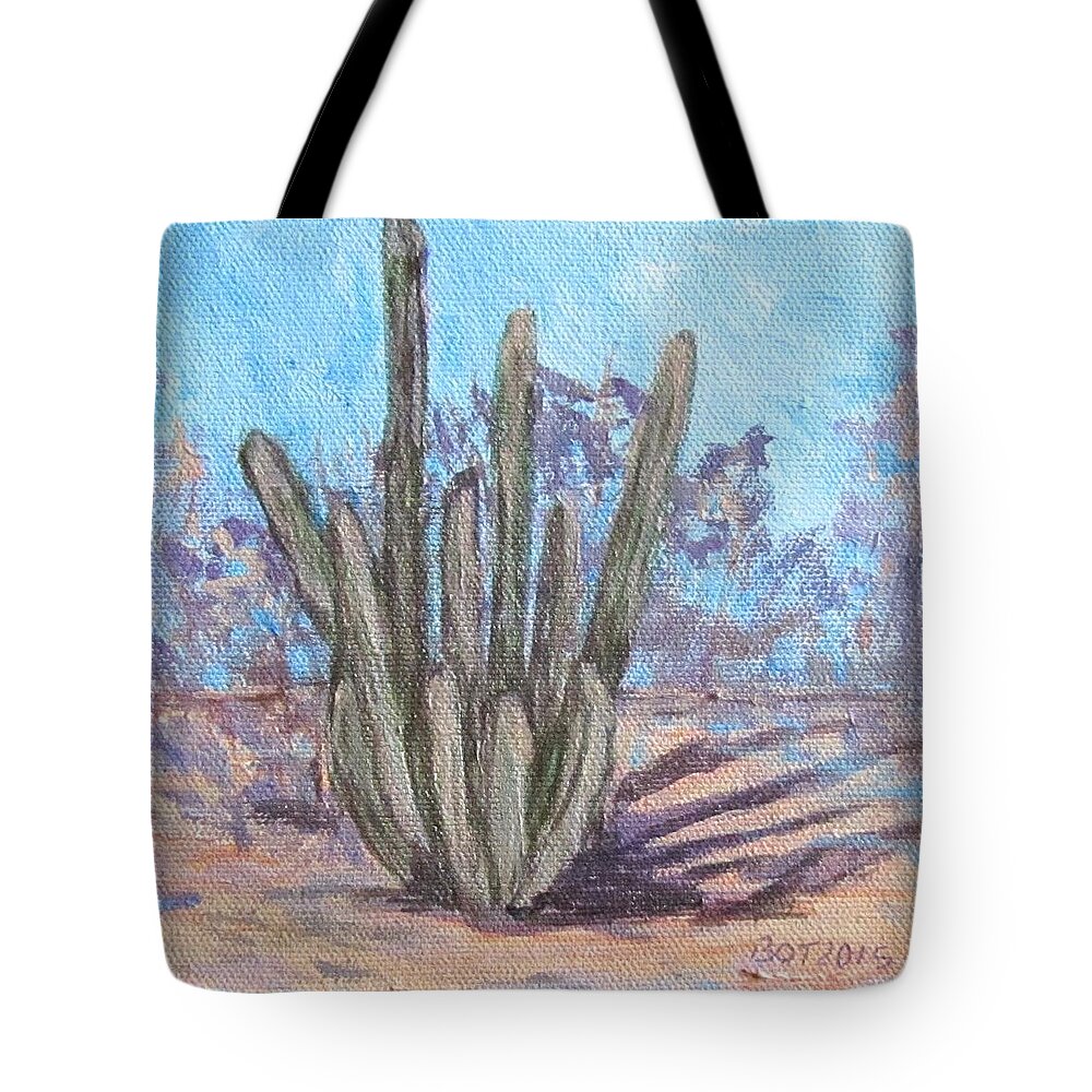 Cactus Tote Bag featuring the painting Senita Cactus by Barbara O'Toole