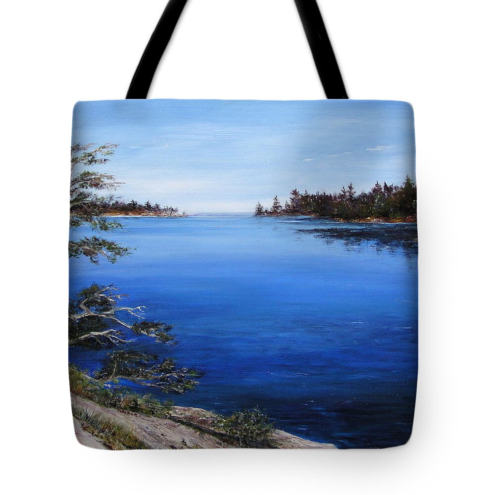 River Tote Bag featuring the painting Sentinel by Jan Byington
