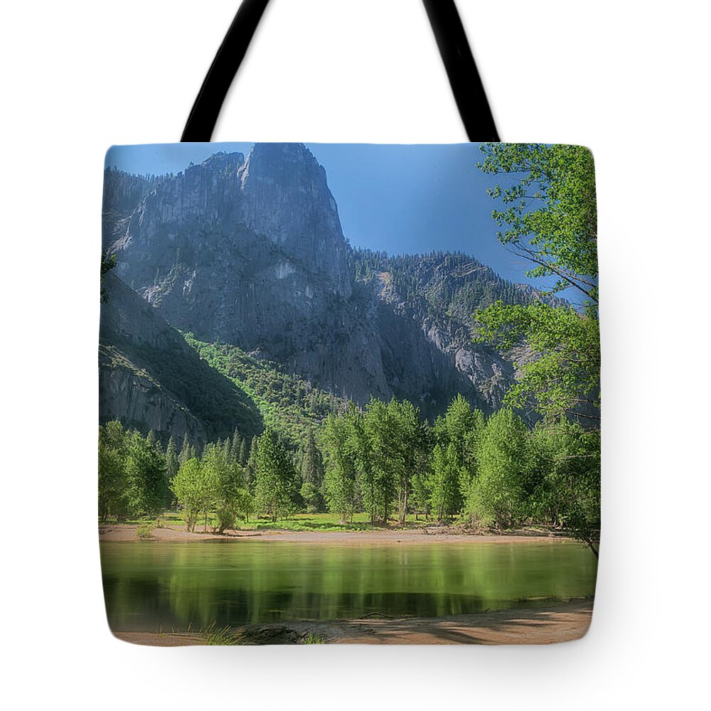 California Tote Bag featuring the photograph Sentinel Rock and Merced River by Bill Roberts