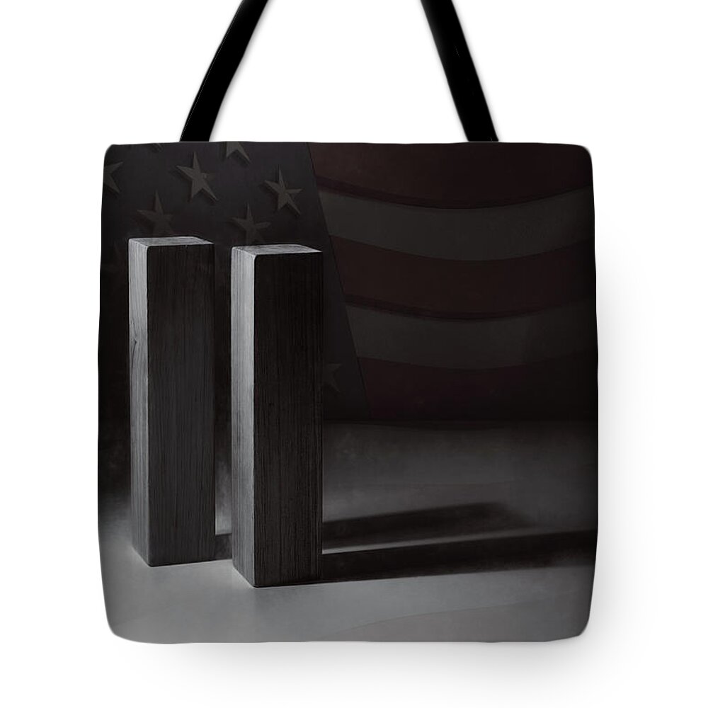 World Trade Center Tote Bag featuring the photograph September 11, 2001 - Never Forget by Scott Norris