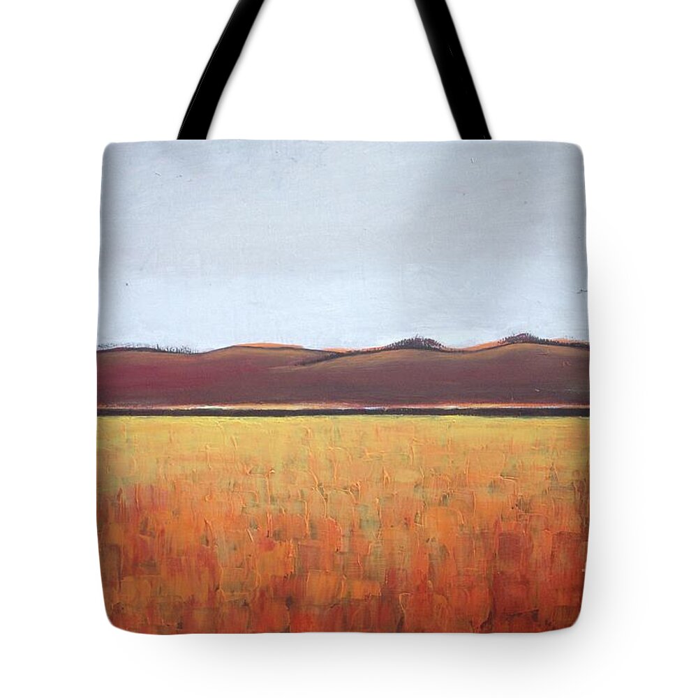 Abstract Landscape Tote Bag featuring the painting September 21 by Vesna Antic