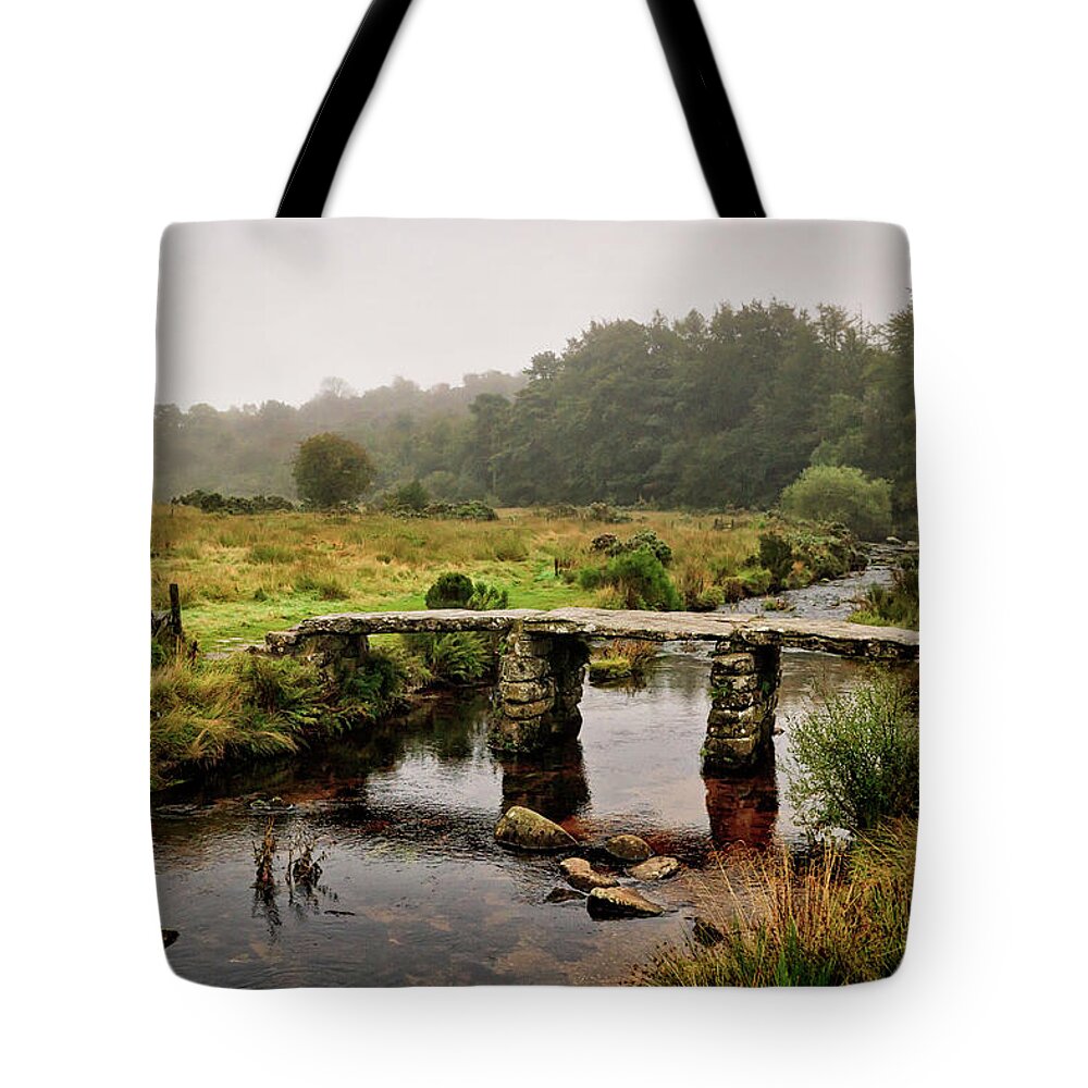 England Tote Bag featuring the photograph Historic clapper bridge by Shirley Mitchell