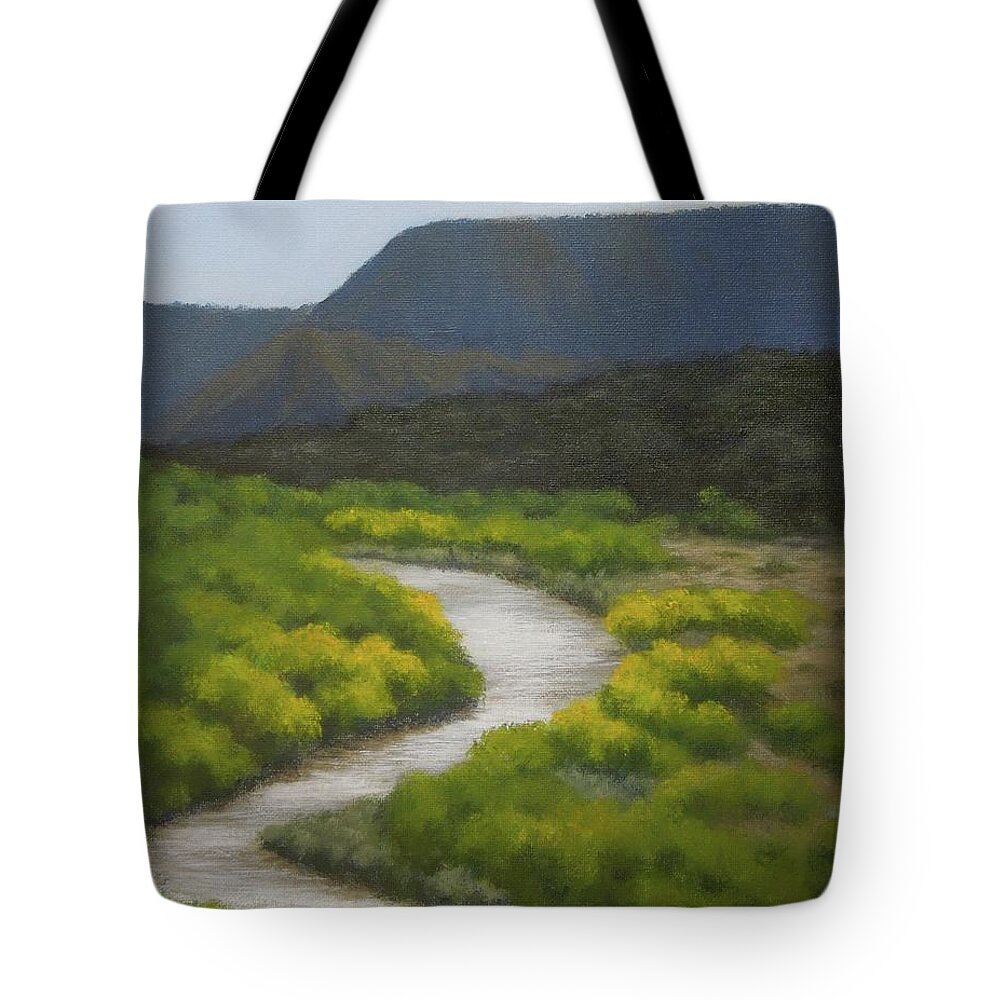 New Mexico Tote Bag featuring the painting September on the Rio Chama by Phyllis Andrews