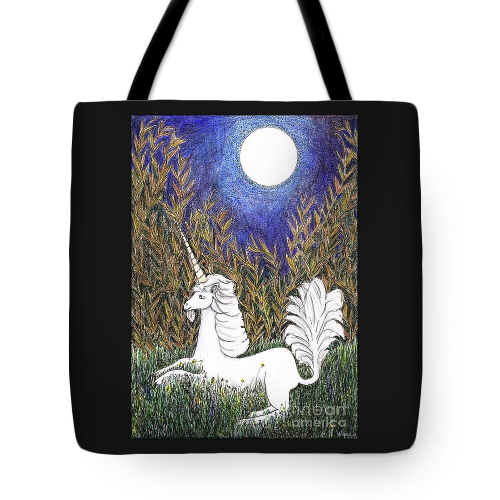 Unicorn Tote Bag featuring the painting September Unicorn by Lise Winne