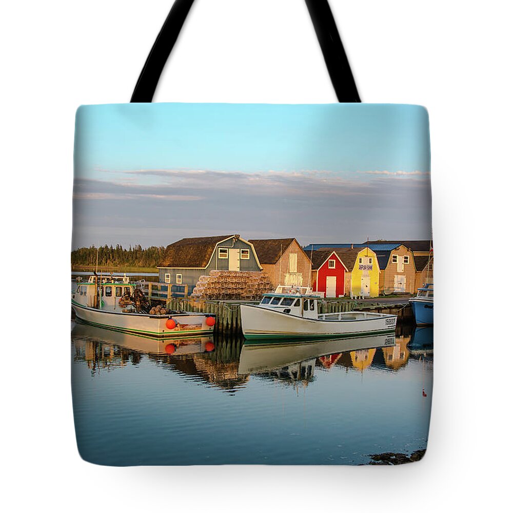 Prince Edward Island Tote Bag featuring the photograph Serene Evening, New London Harbor, Prince Edward Island, Canada by Douglas Wielfaert