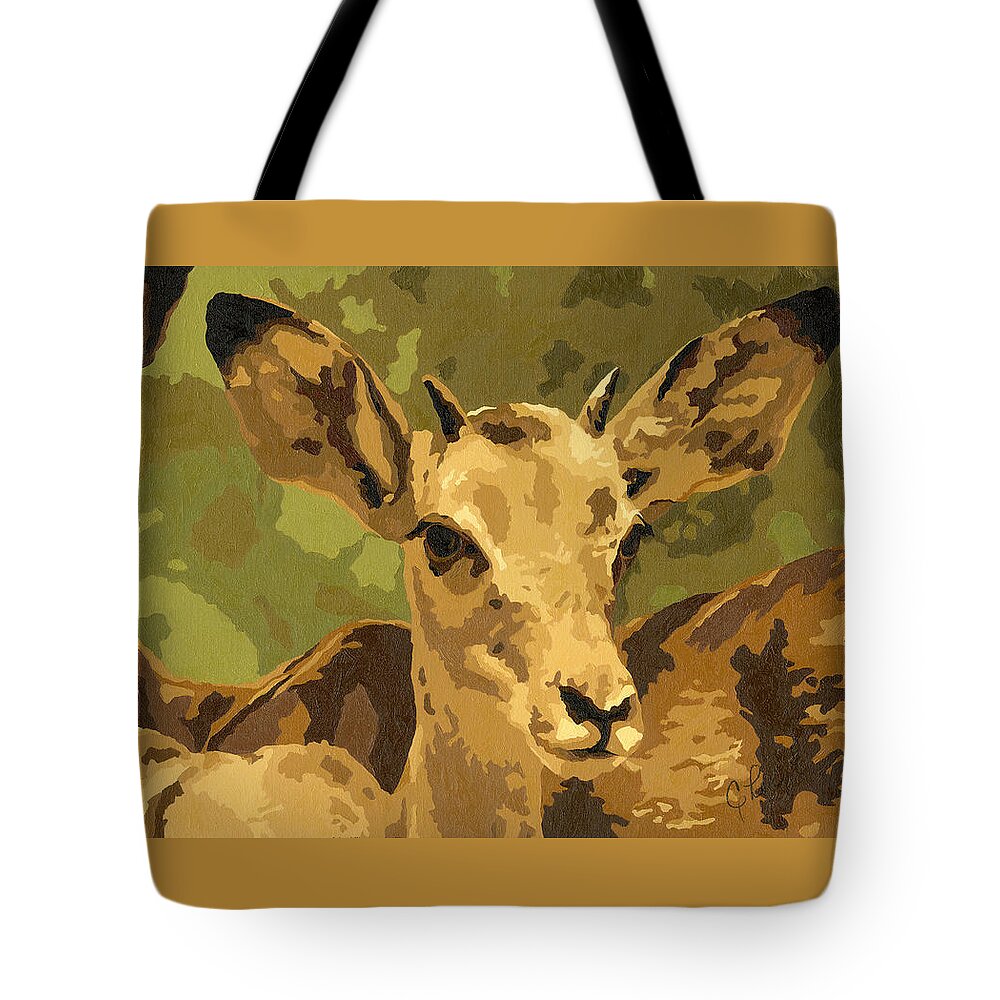 Impala Tote Bag featuring the painting Serengeti Baby by Cheryl Bowman