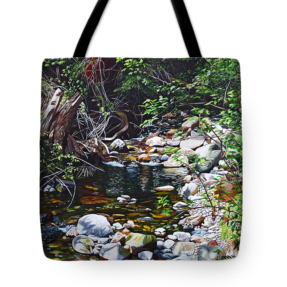 Mission Creek Tote Bag featuring the painting Serenity Now by Melanie Cossey