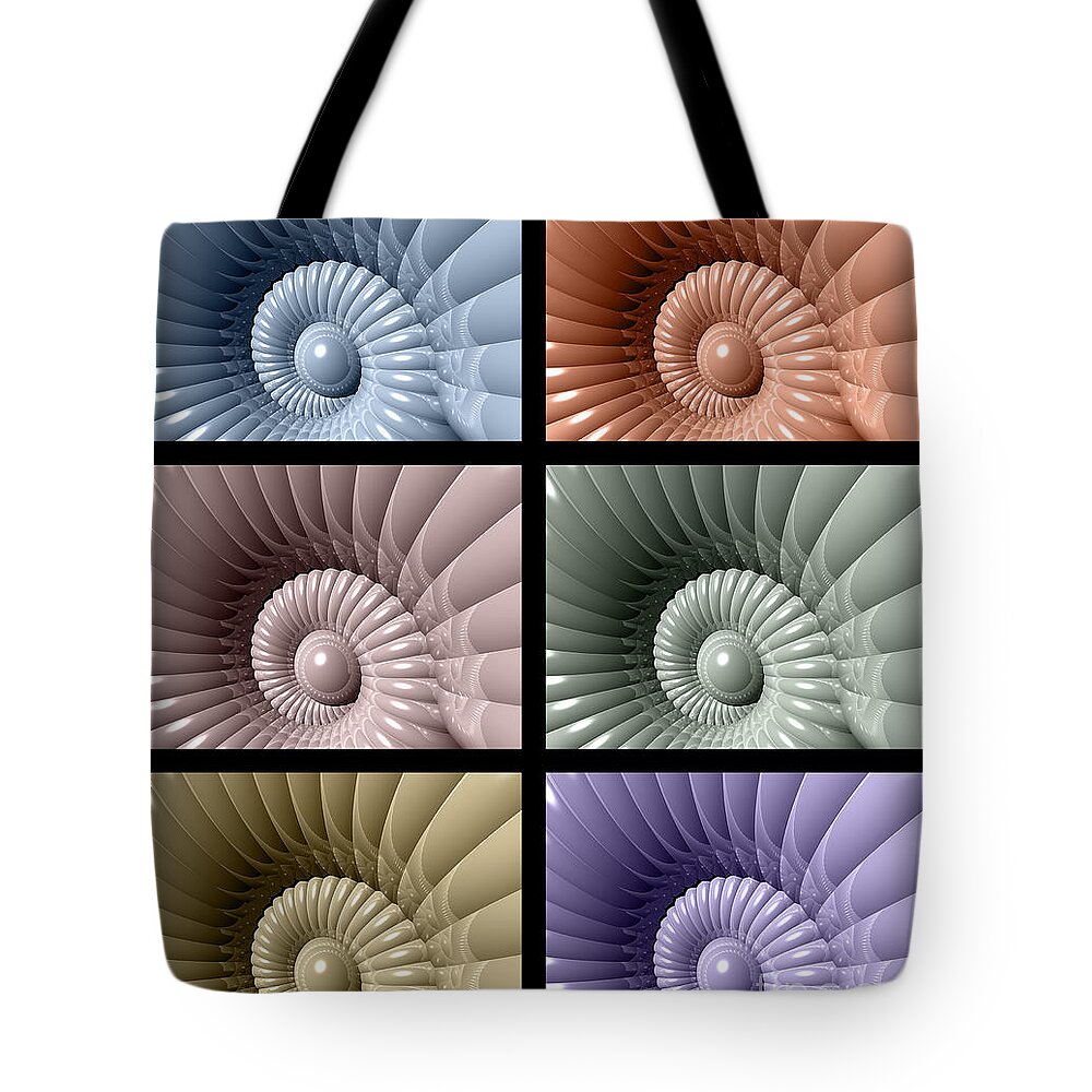 Graphic Design Tote Bag featuring the digital art Series of Sea Shells by Phil Perkins