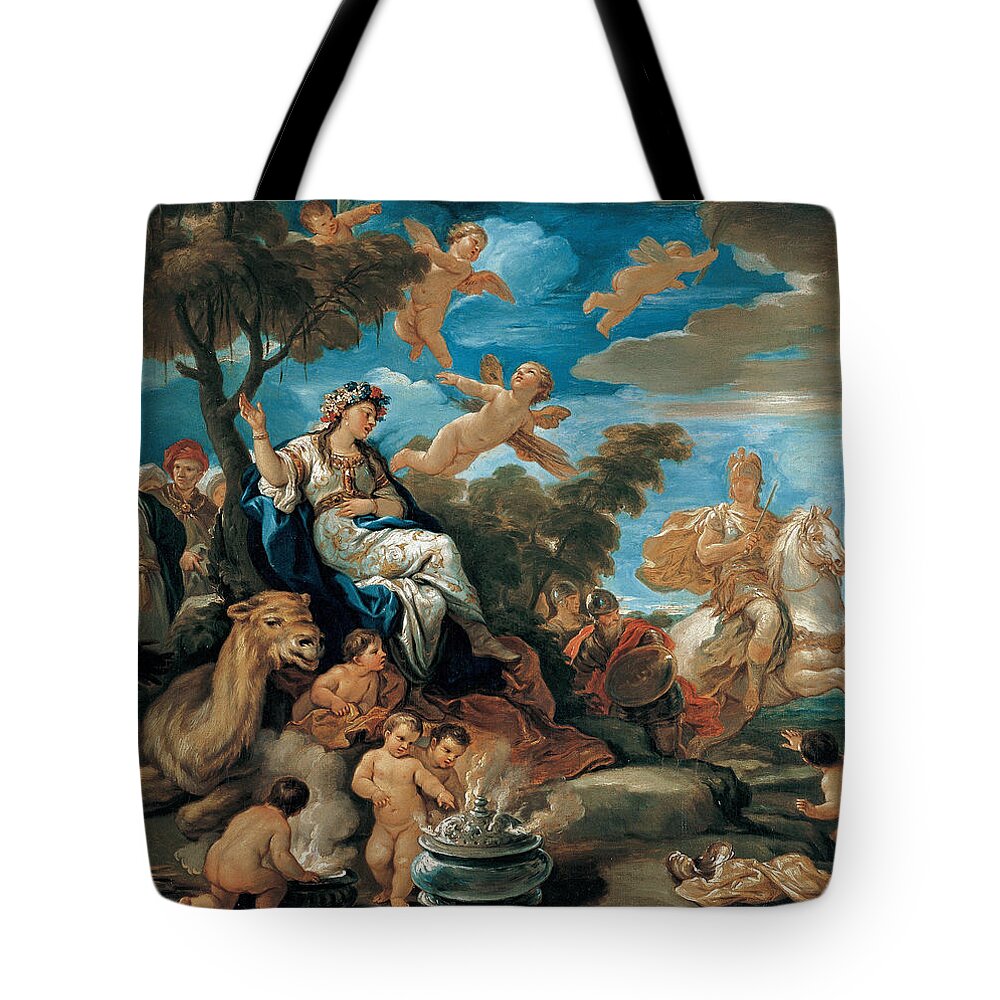 Luca Giordano Tote Bag featuring the painting Series of the Four Parts of the World. Asia by Luca Giordano