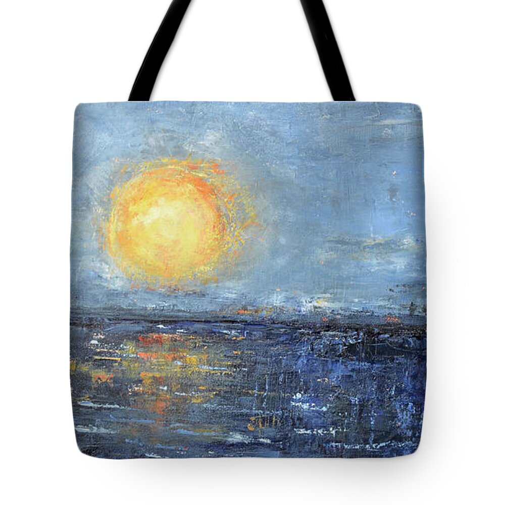 Sun Tote Bag featuring the painting Setting Sun by Patricia Caldwell