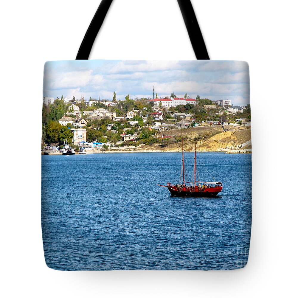 2 Masted Boat Tote Bag featuring the photograph Sevastapol. Ukraine by Phyllis Kaltenbach