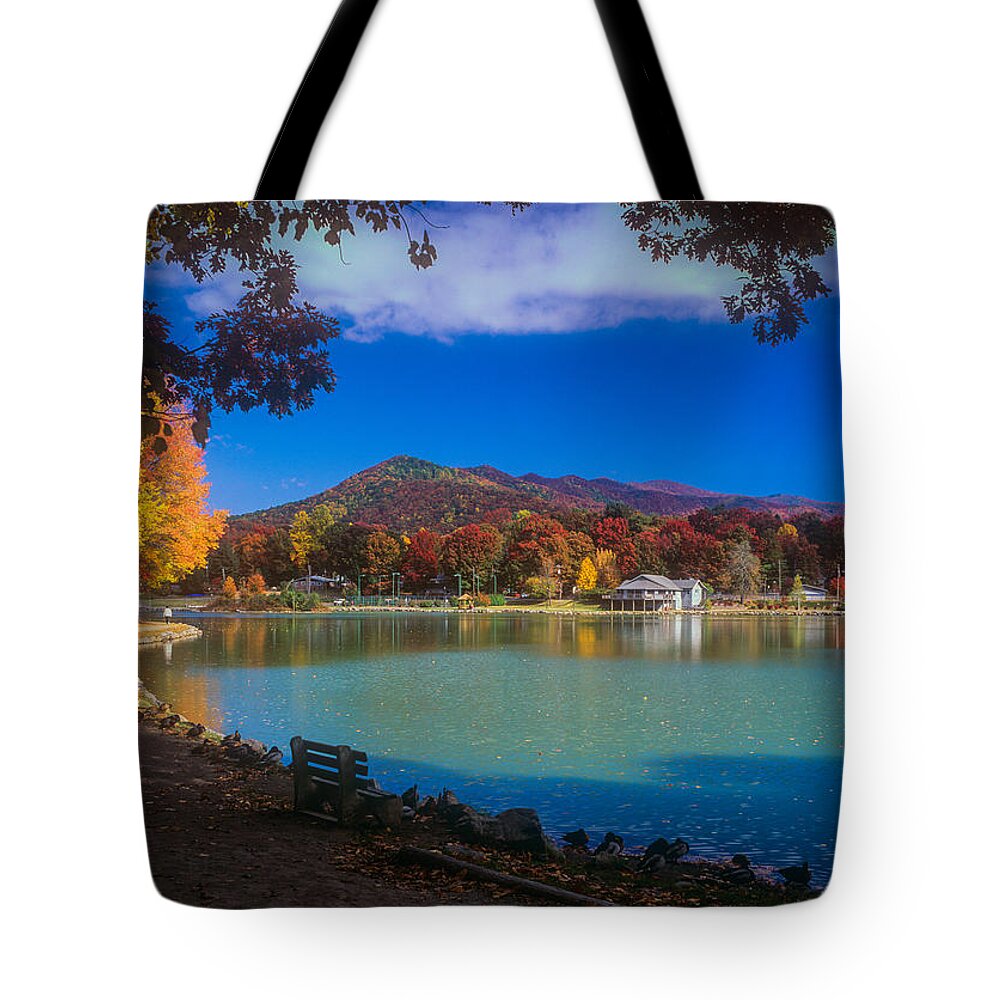 Asheville Tote Bag featuring the photograph Seven Sisters from Lake Tomahawk by Joye Ardyn Durham