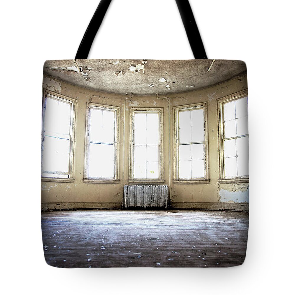 Grand Traverse Asylum Tote Bag featuring the photograph Seven Windows by Randall Cogle