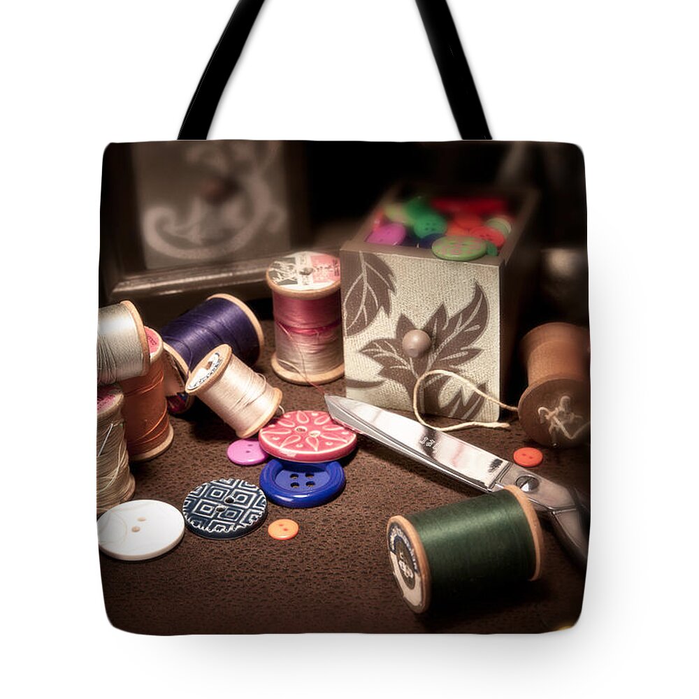 Sewing Tote Bag featuring the photograph Sewing Notions I by Tom Mc Nemar