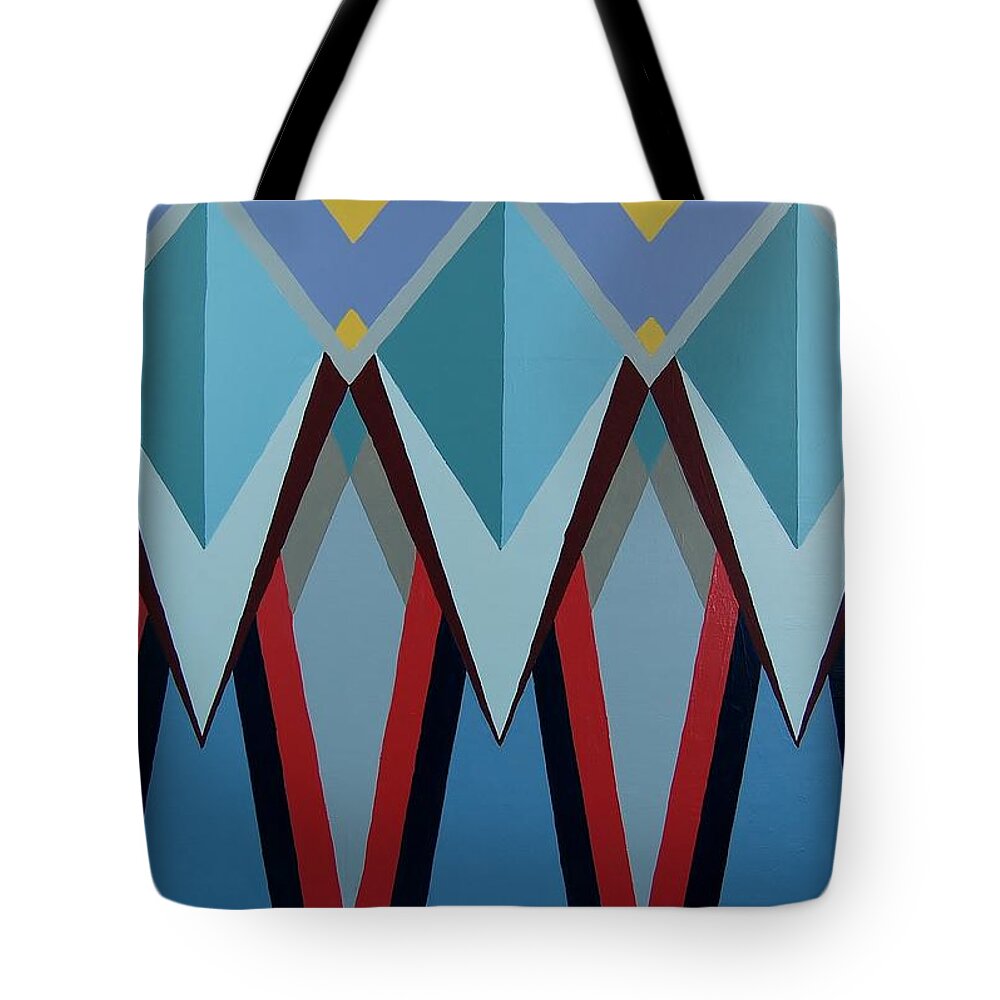Geometric Art Tote Bag featuring the painting Shades of Blue by Charla Van Vlack