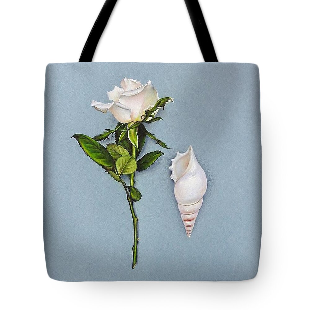 Still Life Tote Bag featuring the drawing Shades of white by Elena Kolotusha