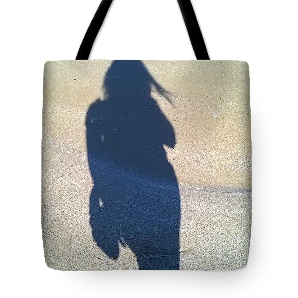 Sand Tote Bag featuring the photograph Shadow Of Lady by Huna Calipsodiogigia