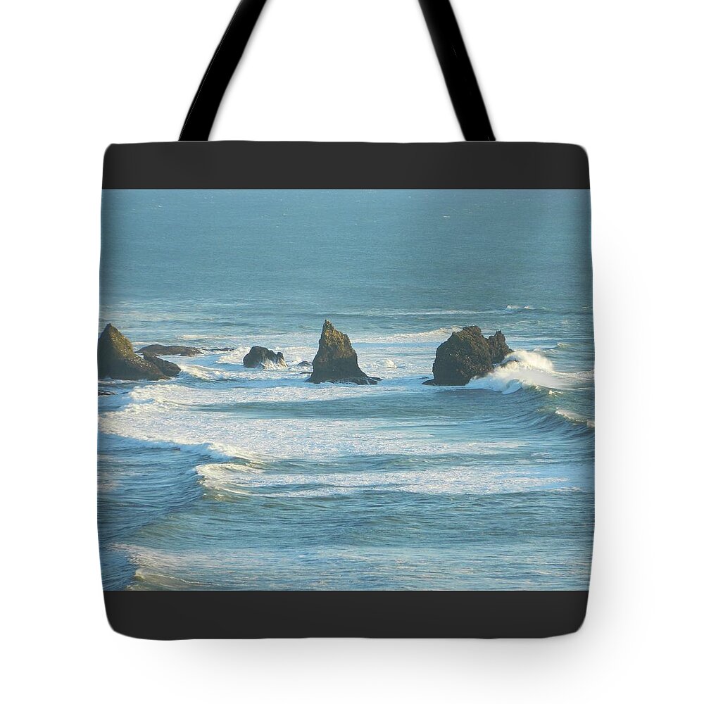 Oregon Tote Bag featuring the photograph Shadowed Waves by Gallery Of Hope 