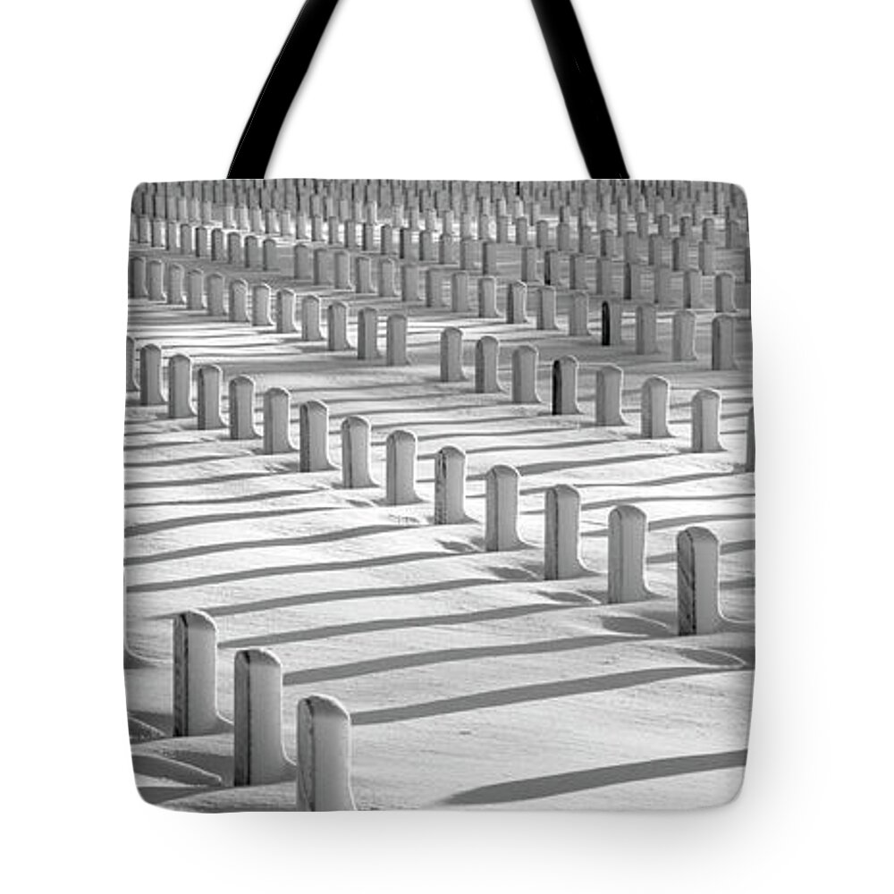 Cemetery Tote Bag featuring the photograph Shadows by Cathy Kovarik