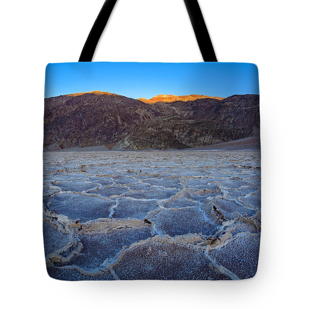 Badwater Tote Bag featuring the photograph Shadows Fall Over Badwater by Mark Rogers