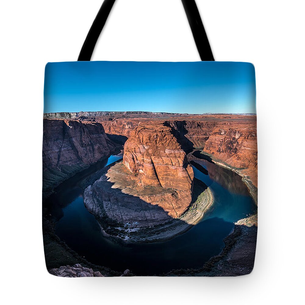 Page Tote Bag featuring the photograph Shadows of Horseshoe Bend Page, Arizona by Art Atkins