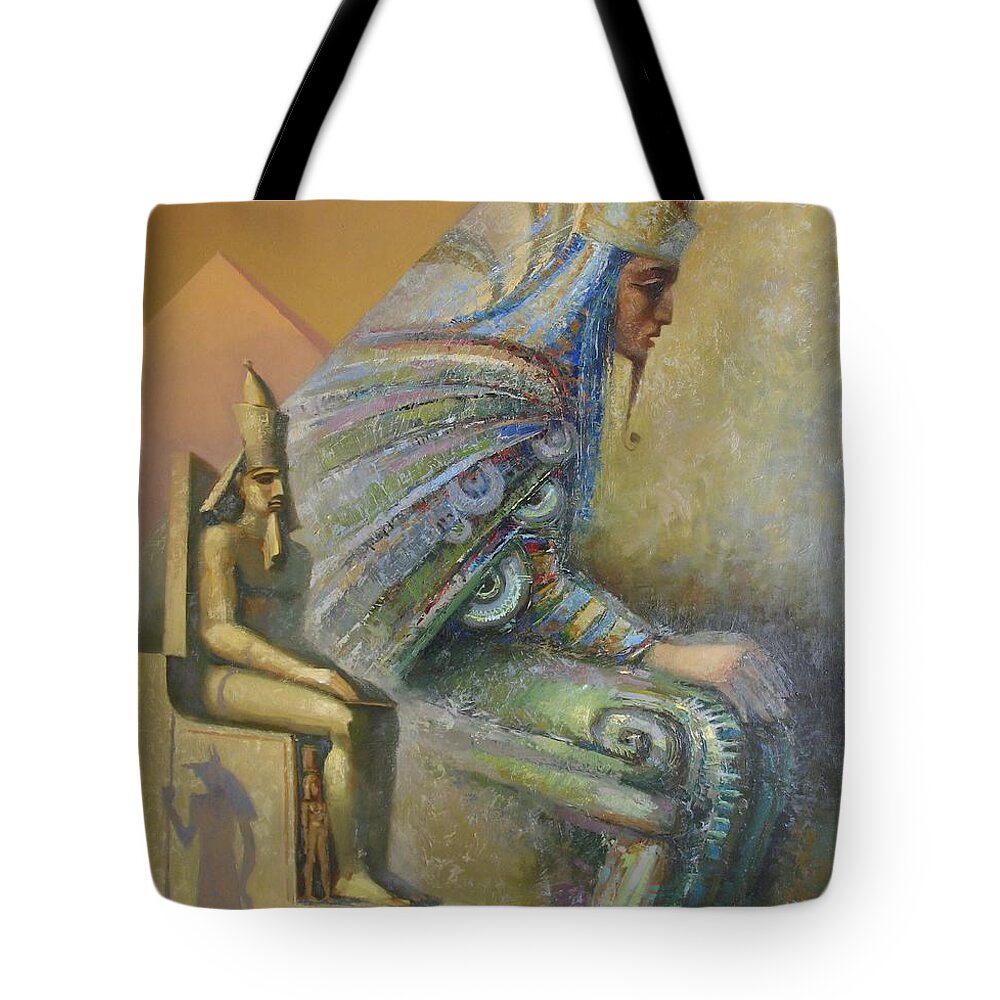 Egyptian God Tote Bag featuring the painting Shadows by Valentina Kondrashova