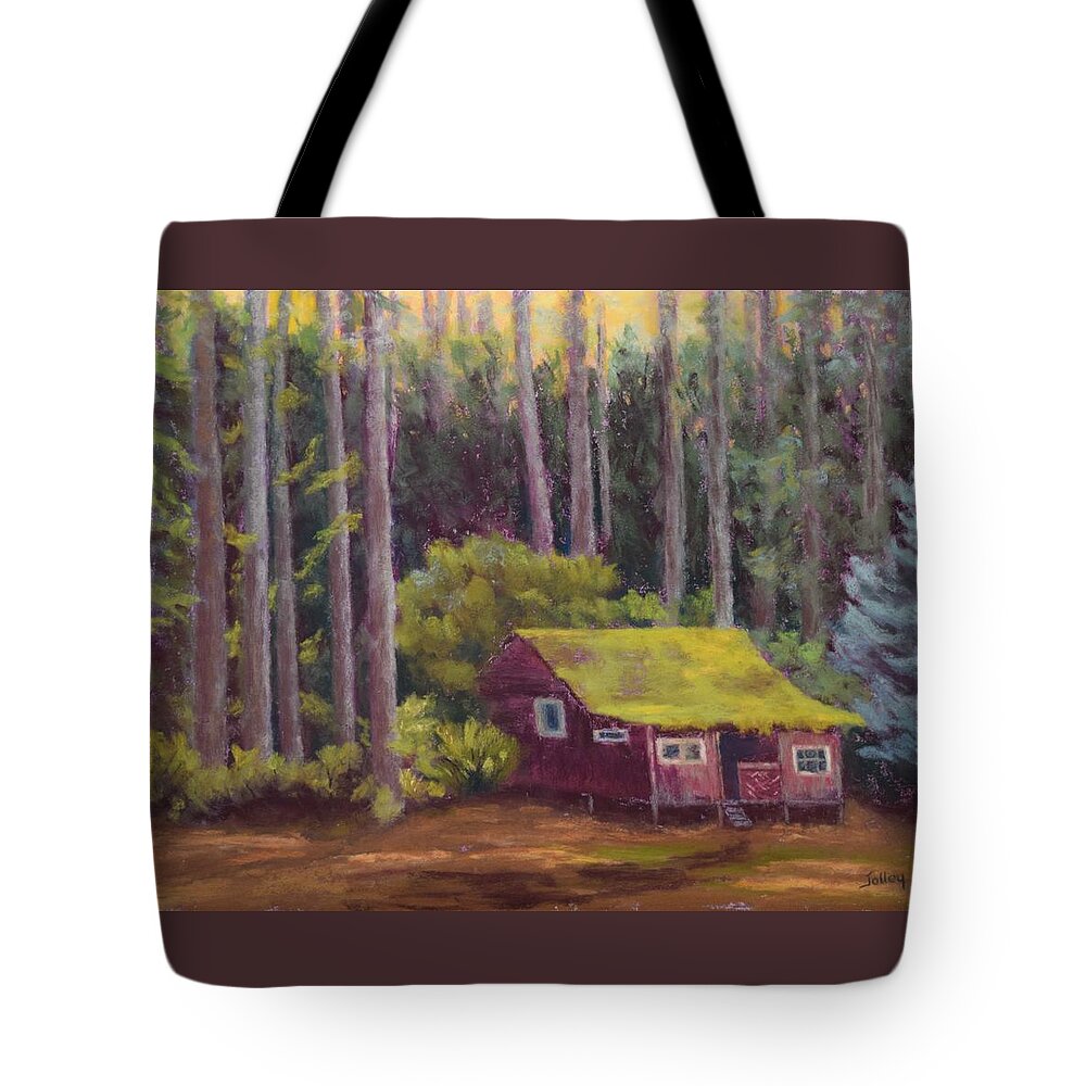 Cabin Tote Bag featuring the painting Shady Grove by Nancy Jolley