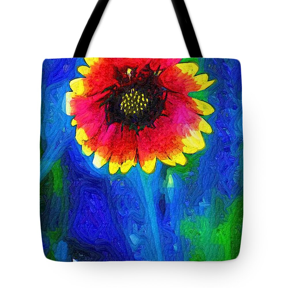 Abstract Tote Bag featuring the painting Shaggy Moon for a Shaggy Flower by RC DeWinter