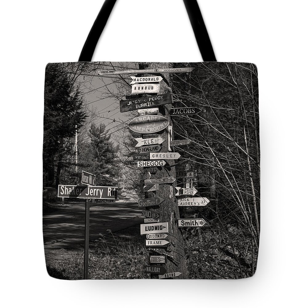 Shaker Tote Bag featuring the photograph Shaker Jerry Road-Moultonborough N H by Mim White