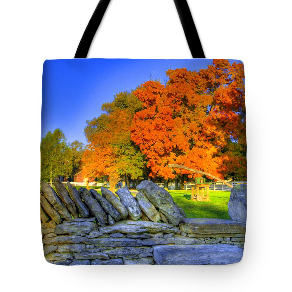 Shaker Tote Bag featuring the photograph Shaker Stone Fence 7 by Sam Davis Johnson