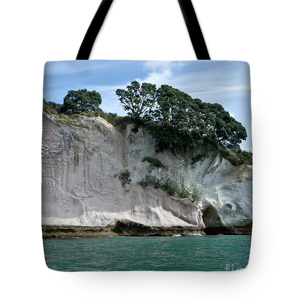 Waves Tote Bag featuring the photograph Shakespeare Rock, Coromandel, New Zealand by Yurix Sardinelly