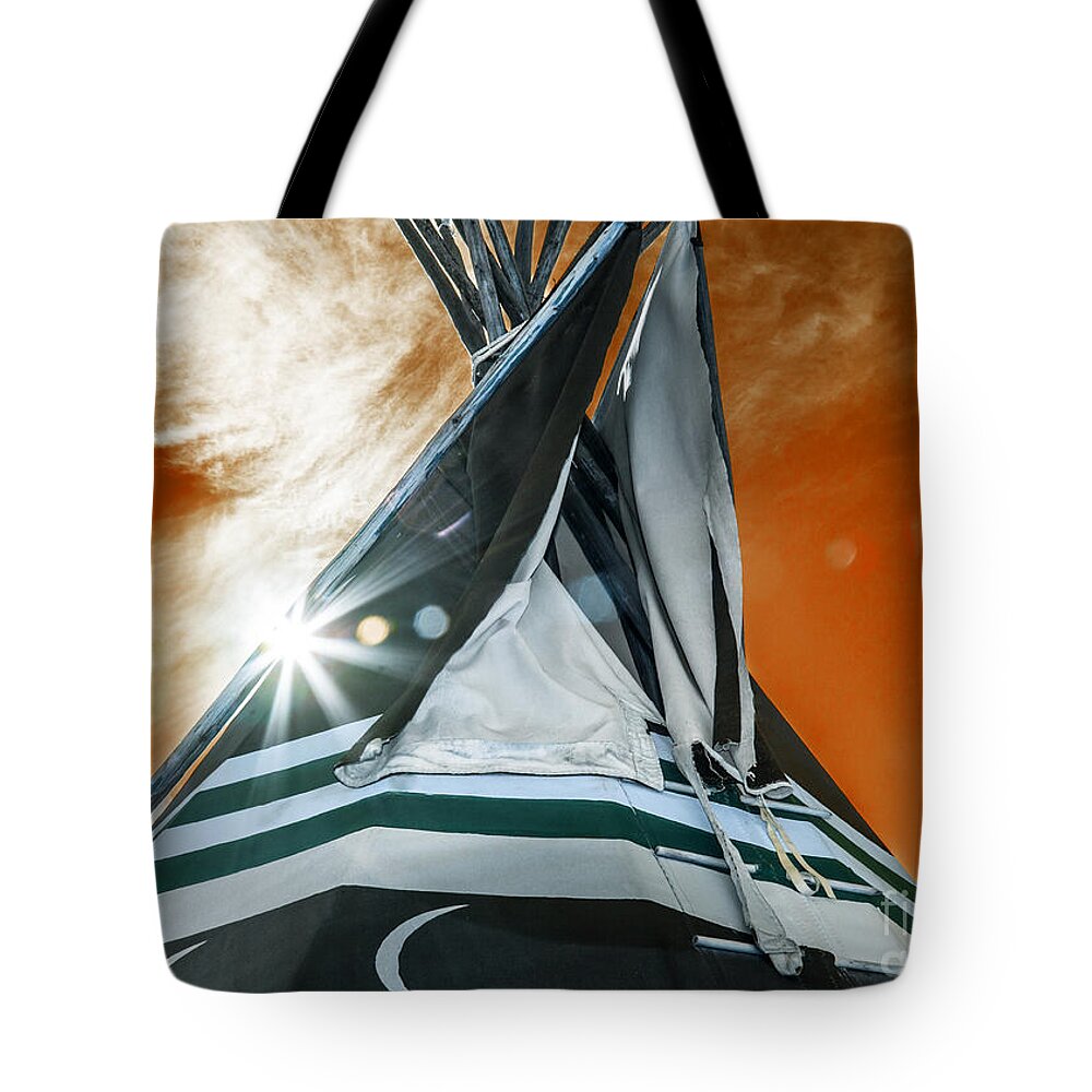 Rbbroussard Tote Bag featuring the photograph Shamans Tipi by Roselynne Broussard