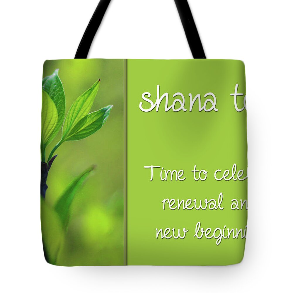 Shana Tova Tote Bag featuring the photograph Shana Tova new beginnings card by Denise Beverly