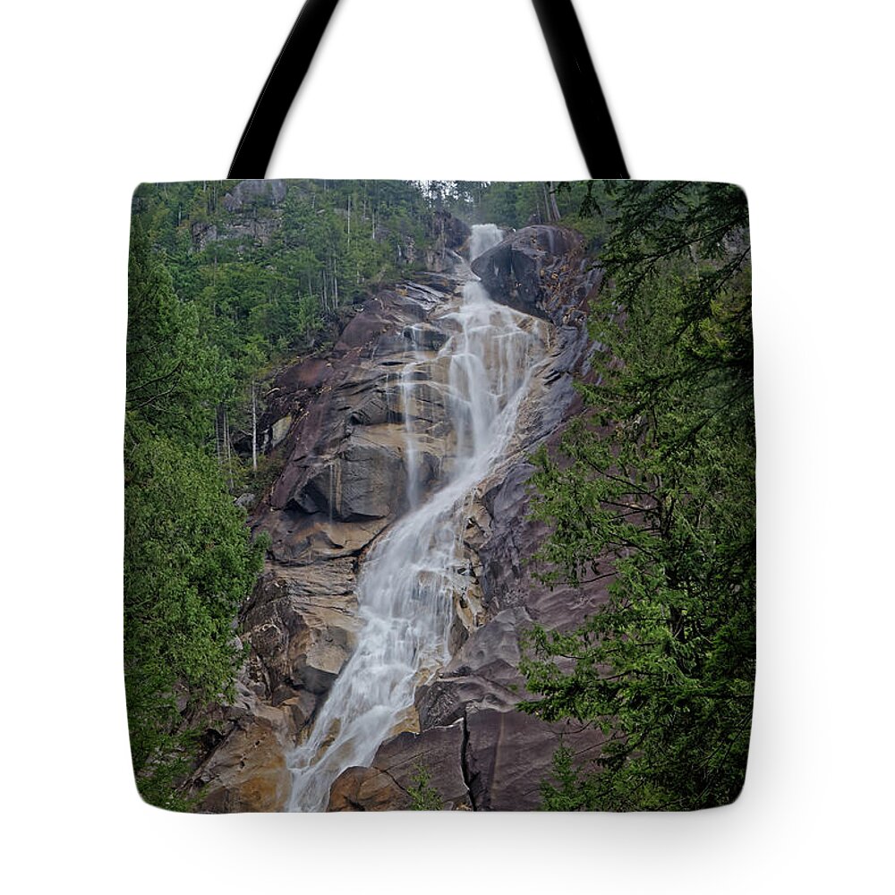 Waterfall Tote Bag featuring the photograph Shannon Falls in British Columbia by Natural Focal Point Photography