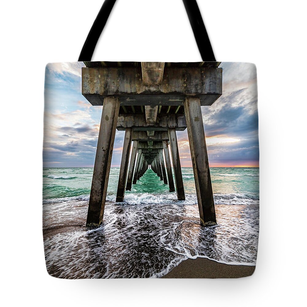Florida Tote Bag featuring the photograph Sharky's Pier by Joe Holley
