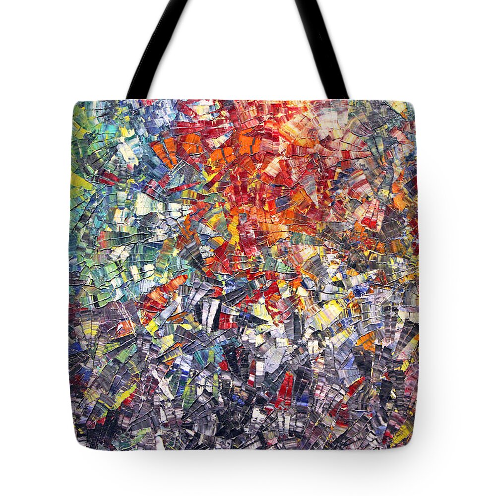 Abstract Tote Bag featuring the painting Shattered by Munir Alawi