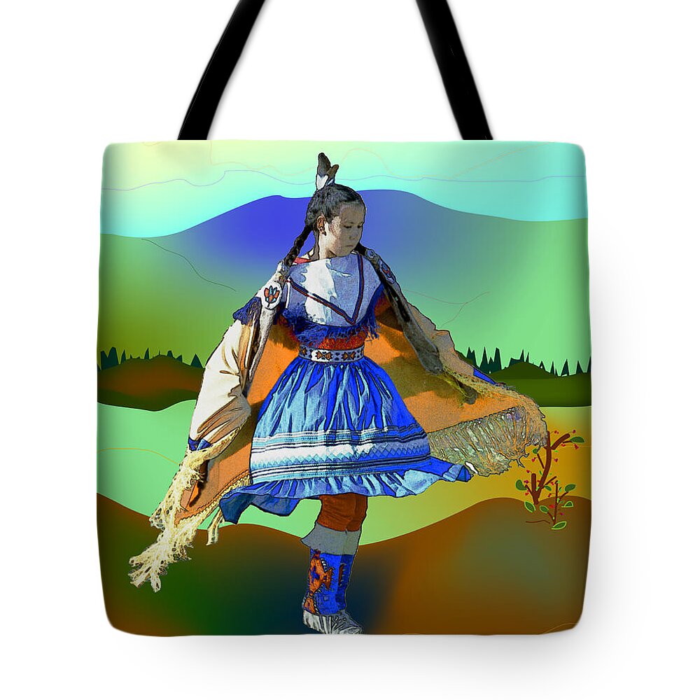 Shawl Dancer Tote Bag featuring the digital art Shawl Dancer 1 by Kae Cheatham