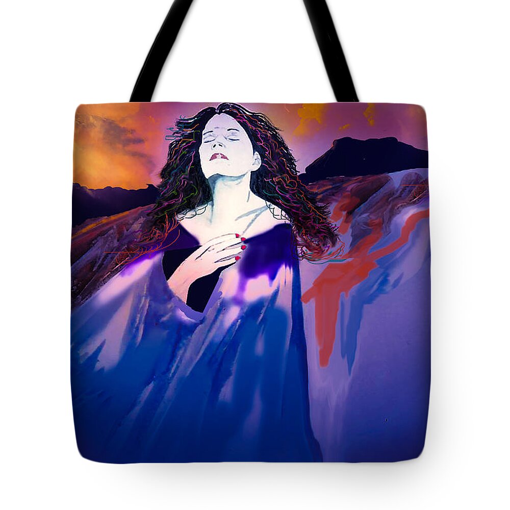 Southwest Art Tote Bag featuring the digital art She Dreams in Rainbow Colors by J Griff Griffin