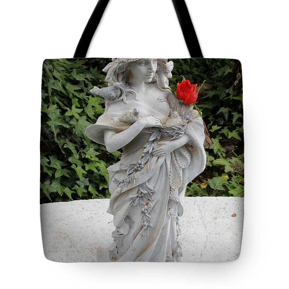 Rose Tote Bag featuring the photograph She includes the rose by Marie Neder