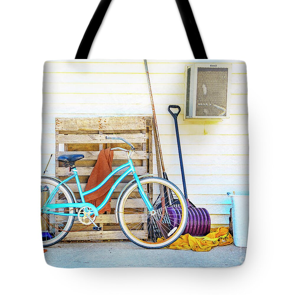 Bicycle Tote Bag featuring the photograph Shed Barn Bicycle by Craig J Satterlee