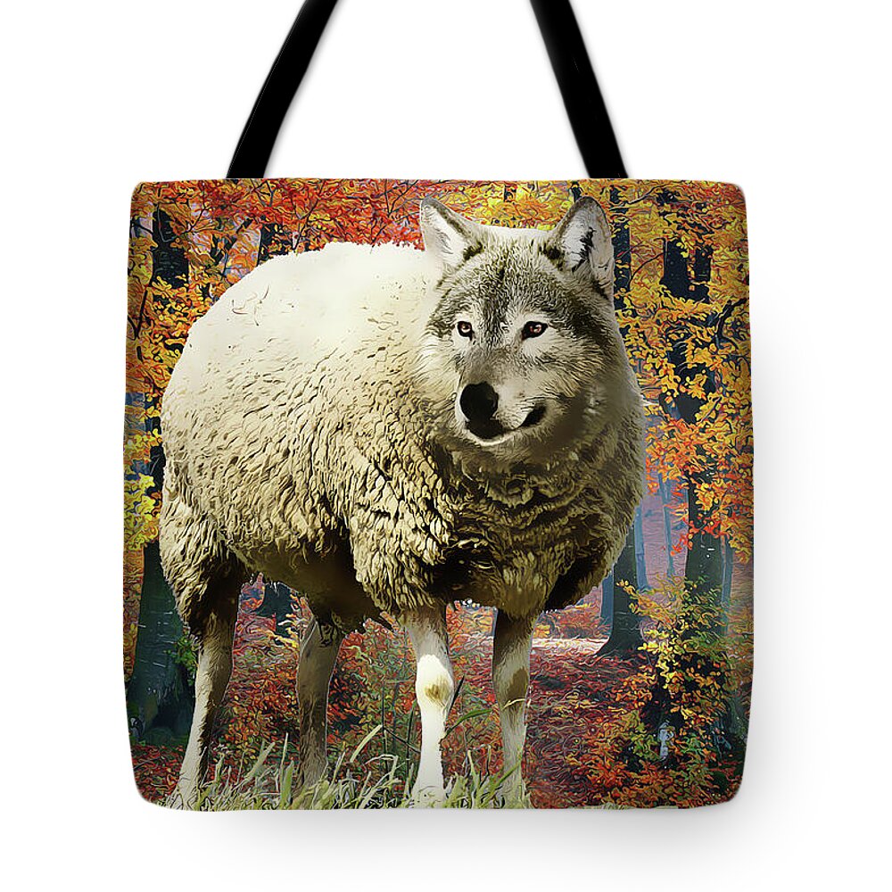 Sheep's Clothing Tote Bag featuring the painting Sheep's Clothing by Harry Warrick
