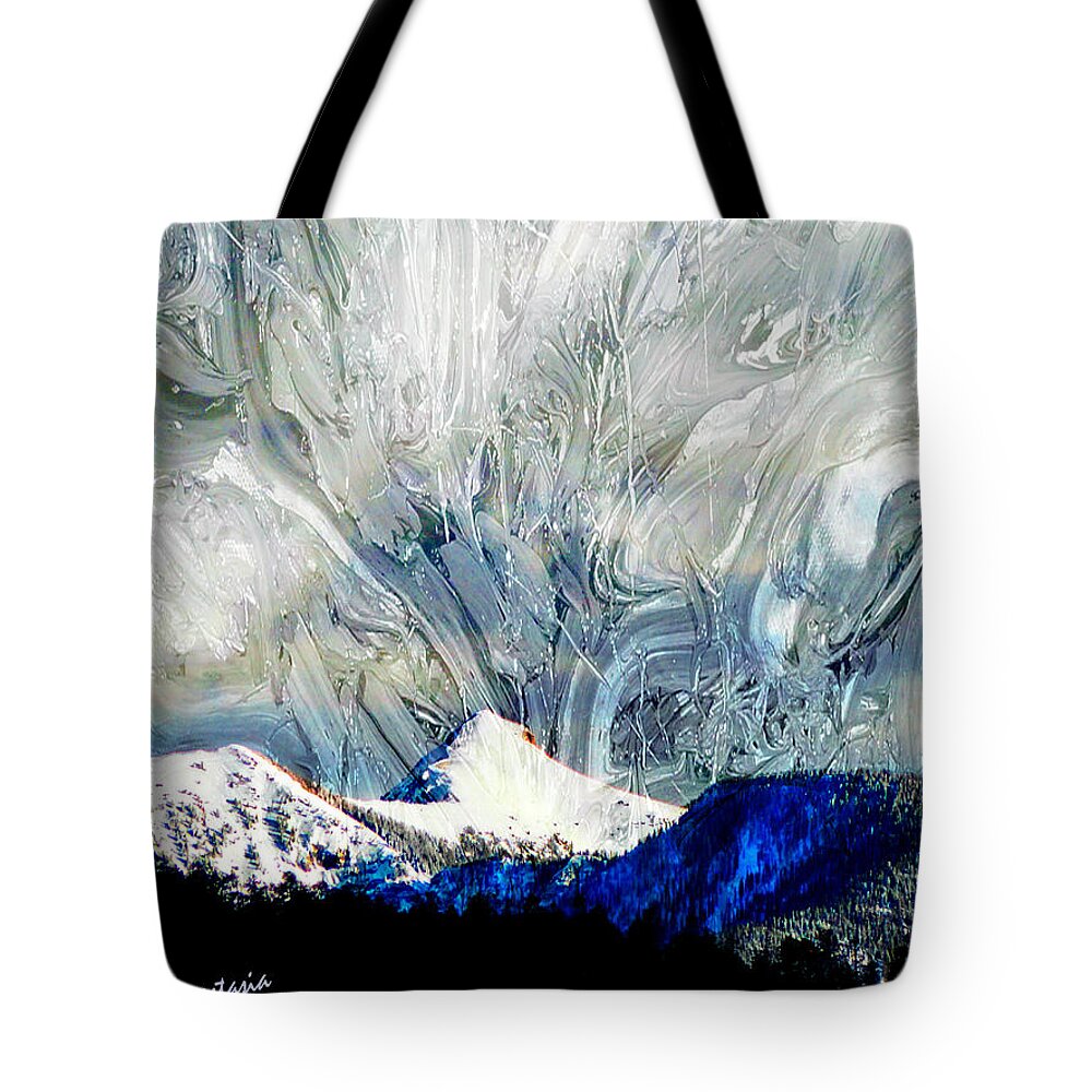 Mountain Tote Bag featuring the painting Sheep's Head Peak April Snow II by Anastasia Savage Ealy